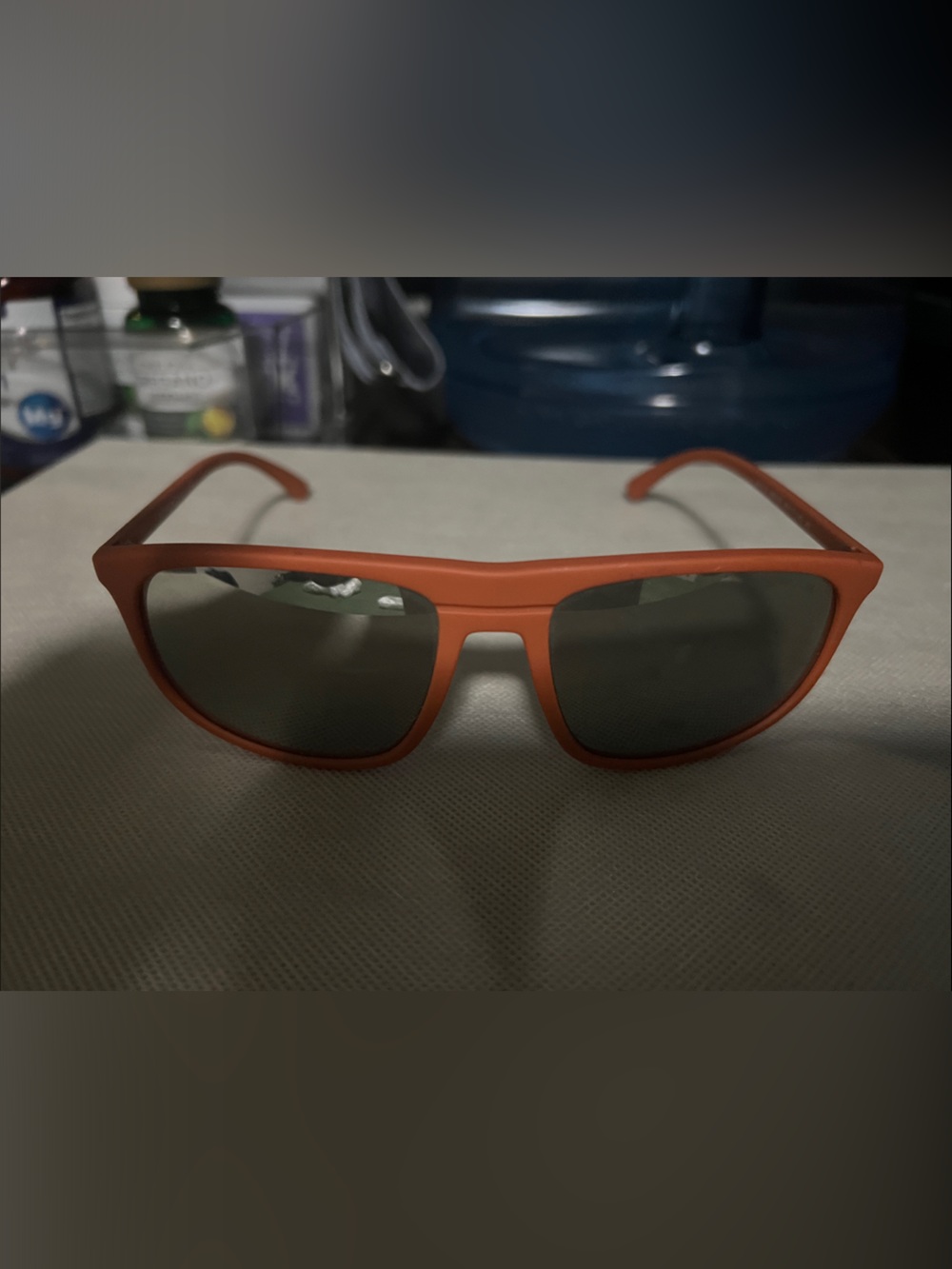 Emporio Armani Orange Frame Sunglasses with Dark Lenses